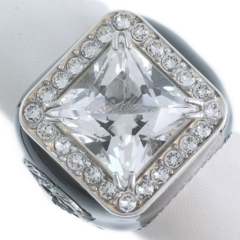 [Gucci] anillo de piedra transparente de Gucci / anillo plateado 925 × cristal No. 10 damas negras anillo / anillo un rango