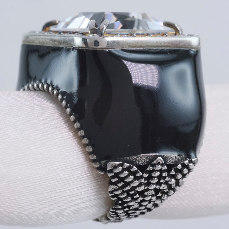 [GUCCI] Gucci Clear Stone Ring / Ring Silver 925 × Crystal No. 10 Black Ladies Ring / Ring A Rank