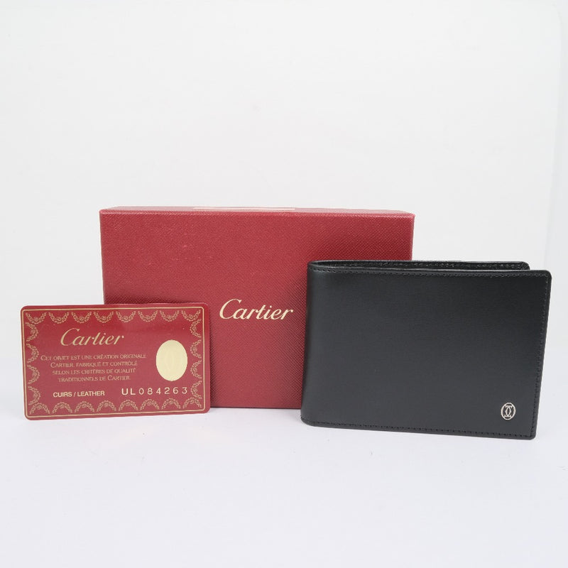 【CARTIER】カルティエ
 札入れ 二つ折り財布
 カーフ 黒 ユニセックス 二つ折り財布
Sランク
