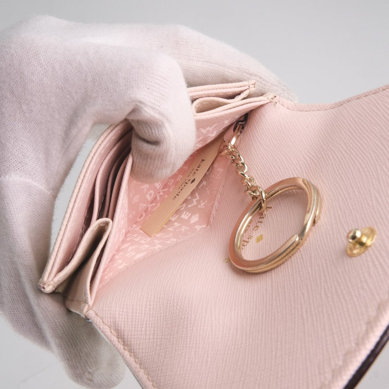 [케이트 스페이드] 케이트 스페이드 비 -폴드 지갑 가죽 핑크 베이지 스냅 버튼 레이디스