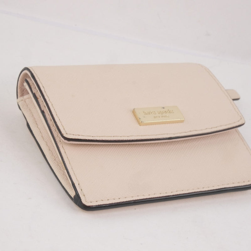 [Kate Spade] Kate Spade Bi -fold Wallet Leather Pink Beige Snap Button Ladies