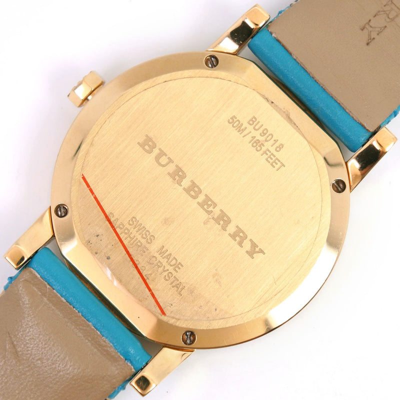 【BURBERRY】バーバリー
 NU9018 腕時計
 ステンレススチール×レザー 水色 クオーツ ユニセックス ゴールド文字盤 腕時計