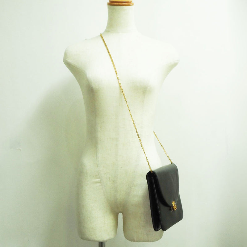 [DIOR] Christian Dior 체인 어깨 어깨 송아지 송아지 흑인 숙녀 어깨 가방