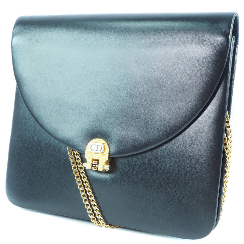 [Dior] Christian Dior Chain Shoulder Vintage Calf Black Ladies Shoulder Bag