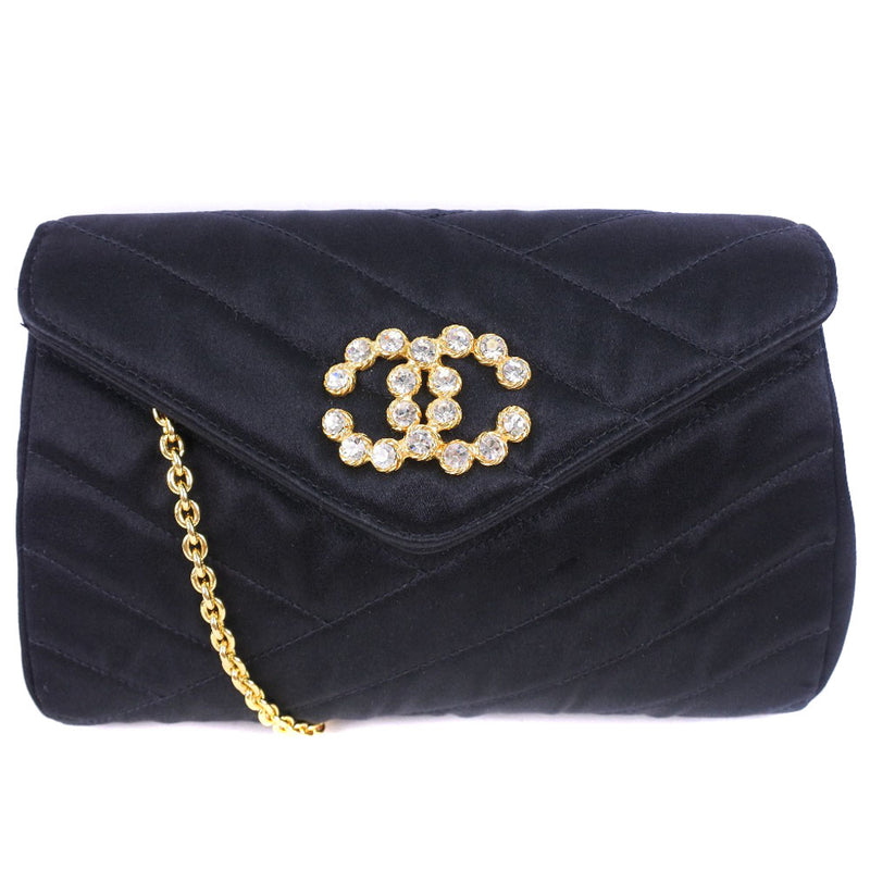 CHANEL Chanel Chain shoulder party bag Satin x Rhinestone Ladies