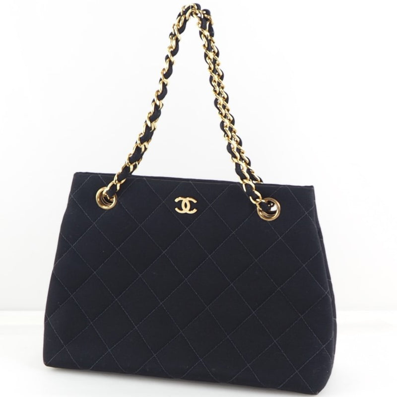 [Chanel] Chanel cadena matrasse lienzo negro damas handbag a rank