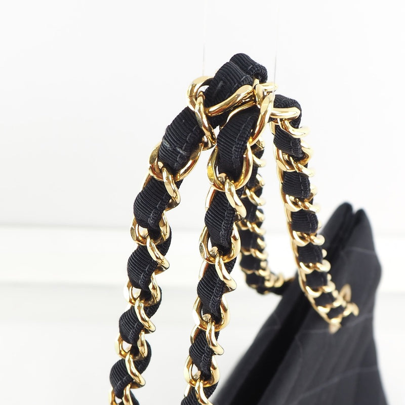 [Chanel] Chanel cadena matrasse lienzo negro damas handbag a rank