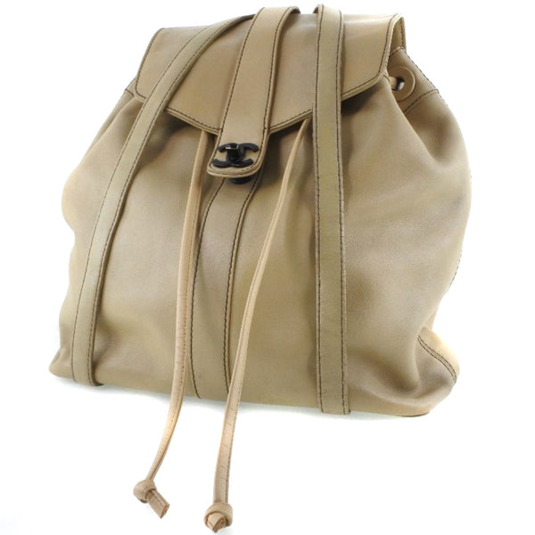 [CHANEL] Chanel Calf Beige Ladies Rucksack Daypack