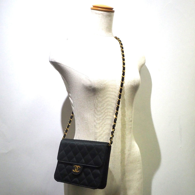 CHANEL] Chanel Chain shoulder solar charm shoulder bag Mat Cabian Skin  Black Ladies Shoulder Bag A-rank – KYOTO NISHIKINO