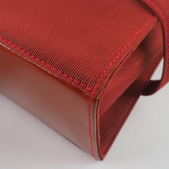 [Salvatore Ferragamo] Salvatore Ferragamo Villa Ribbon 2WAY Shoulder Patent Leather x Canvas Red Ladies Shoulder Bag A-Rank