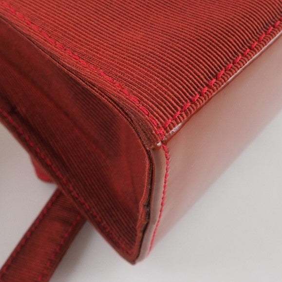 [Salvatore Ferragamo] Salvatore Ferragamo Villa Ribbon 2way Shoulder Patent Leather X Canvas Red Ladies Shoulder Bag A-Rank
