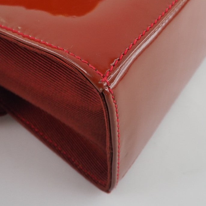 [Salvatore Ferragamo] Salvatore Ferragamo Villa Ribbon 2way Shoulder Patent Leather X Canvas Red Ladies Shoulder Bag A-Rank