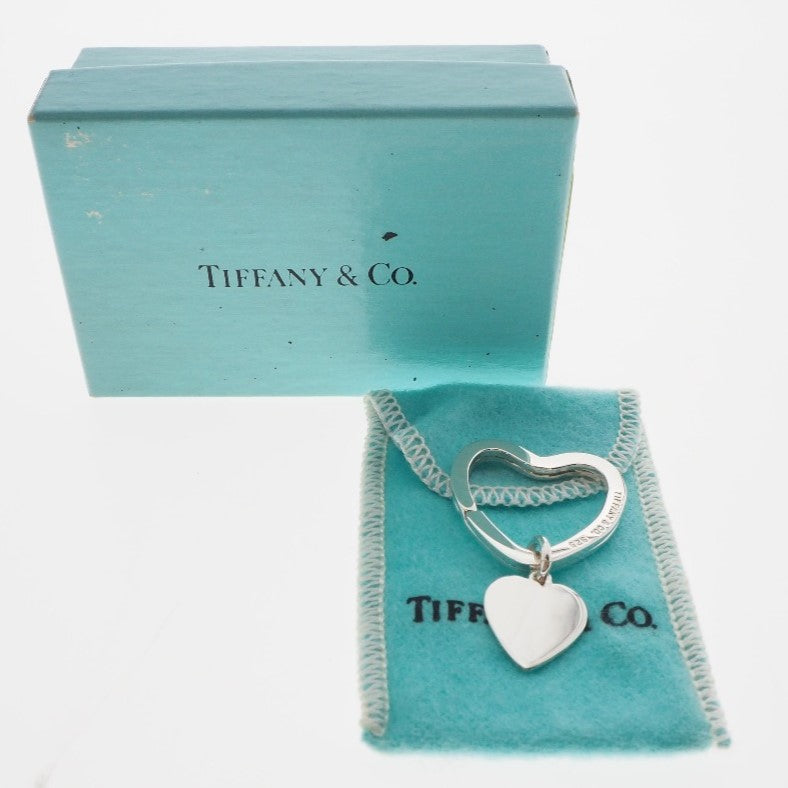 [Tiffany & co.] Tiffany Heart Keyling Silver 925 Silver Ladies Keychain A-Rank