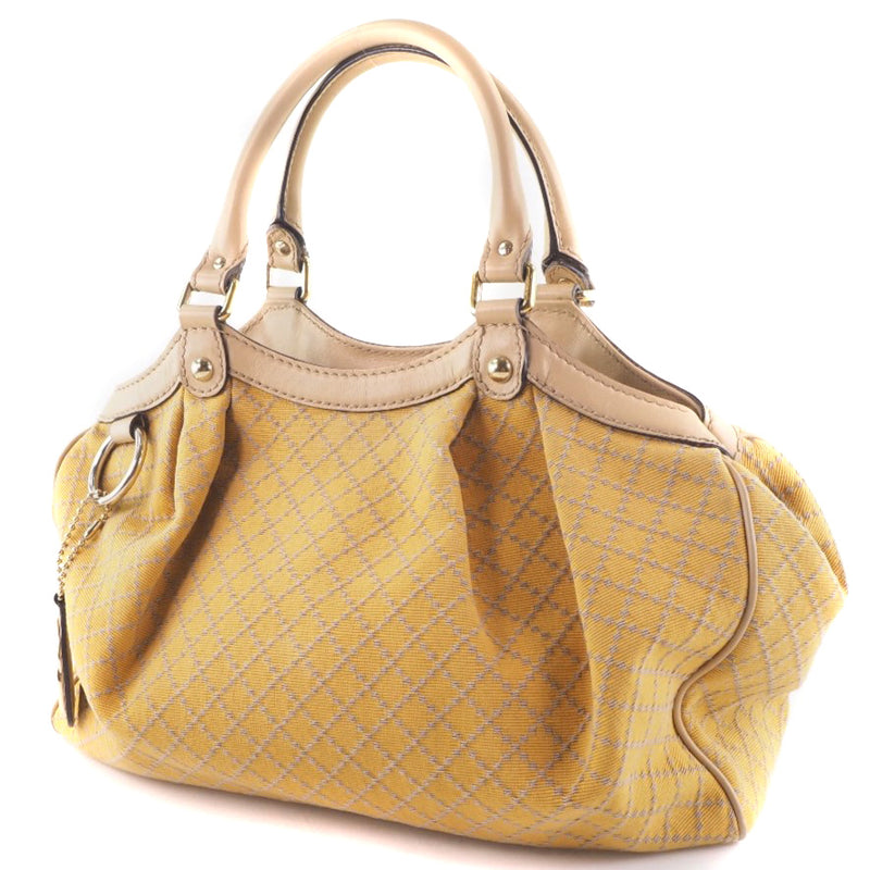 [GUCCI] Gucci Sukyie Bag Diamante 211944 Canvas x Leather Yellow Ladies Handbag