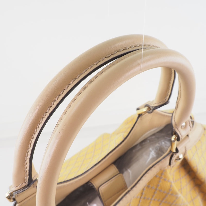 [GUCCI] Gucci Sukyie Bag Diamante 211944 Canvas x Leather Yellow Ladies Handbag