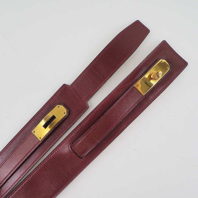 Hermes Kelly Bracelet Leather Bordeaux Double G Engraved