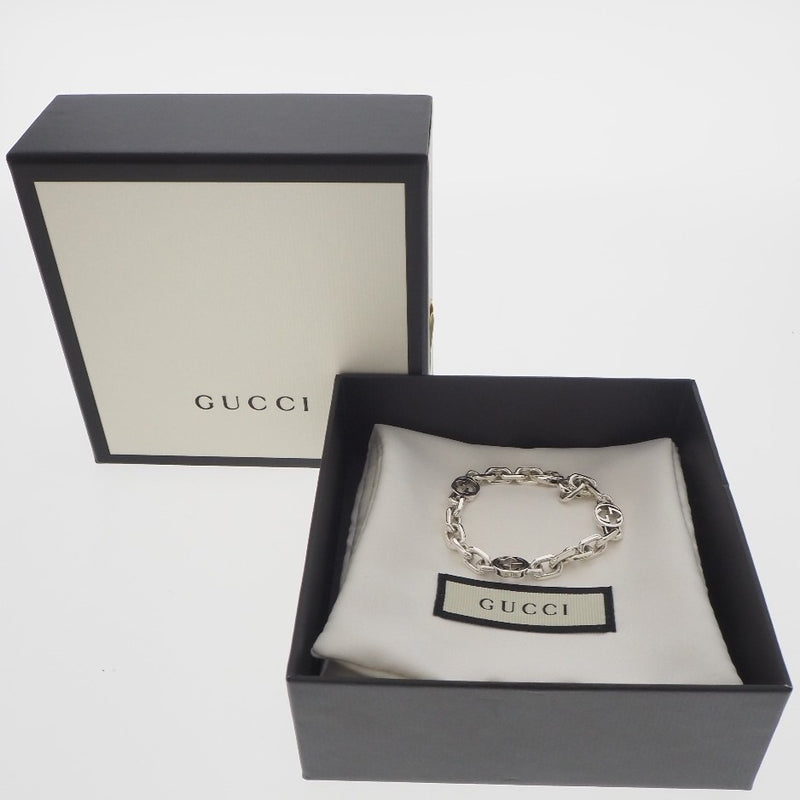 [GUCCI] Gucci Interlocking Silver 925 Silver Ladies Bracelet A+Rank