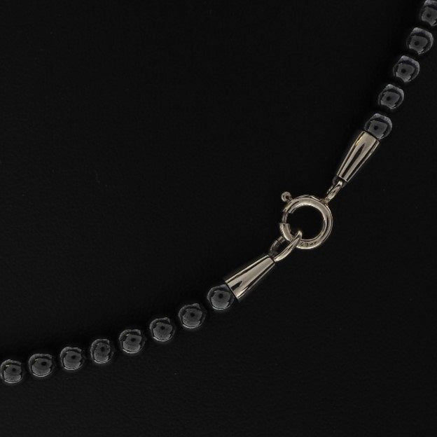[Georg JENSEN] Georgen Gensen Hanshansen Wave Silver 925 × Hematite Silver Ladies Necklace A+Rank