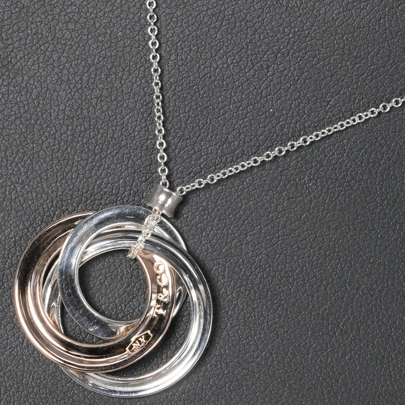 [Tiffany＆co。]蒂法尼互锁圈3连续1837银925×lved金属女士项链