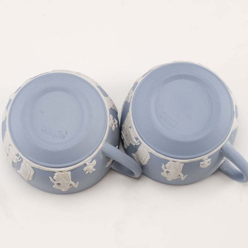 【Wedgwood】ウェッジウッド
 ジャスパー カップ&ソーサー×2 食器
 陶器 ペールブルー 食器
A+ランク