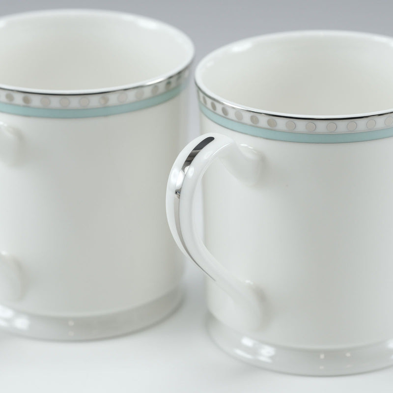 【TIFFANY&Co.】ティファニー
 プラチナブルーバンド マグカップ×2 食器
 ポーセリン ホワイト 食器
Sランク