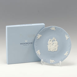 [Wedgwood] Wedgewood Jusper Christmas Plate 1998/φ18.7cm object Pottery Pale Blue object A+Rank