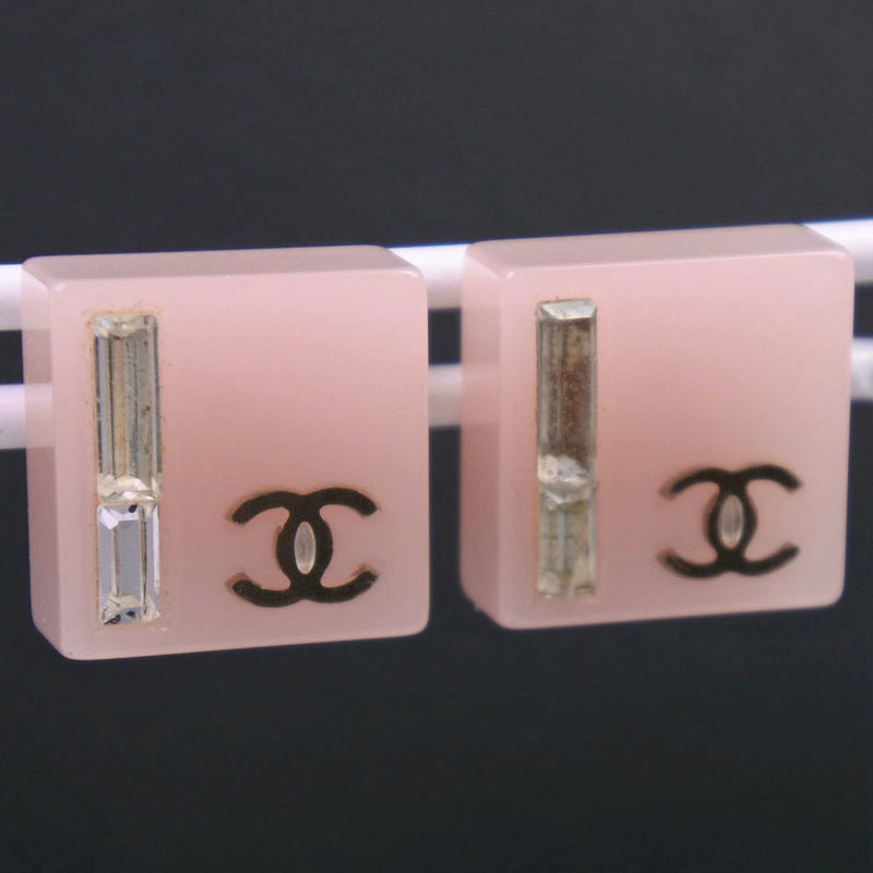 [CHANEL] Chanel Coco Mark Earrings Plastic x Rhinestone 07C engraved Ladies Earrings