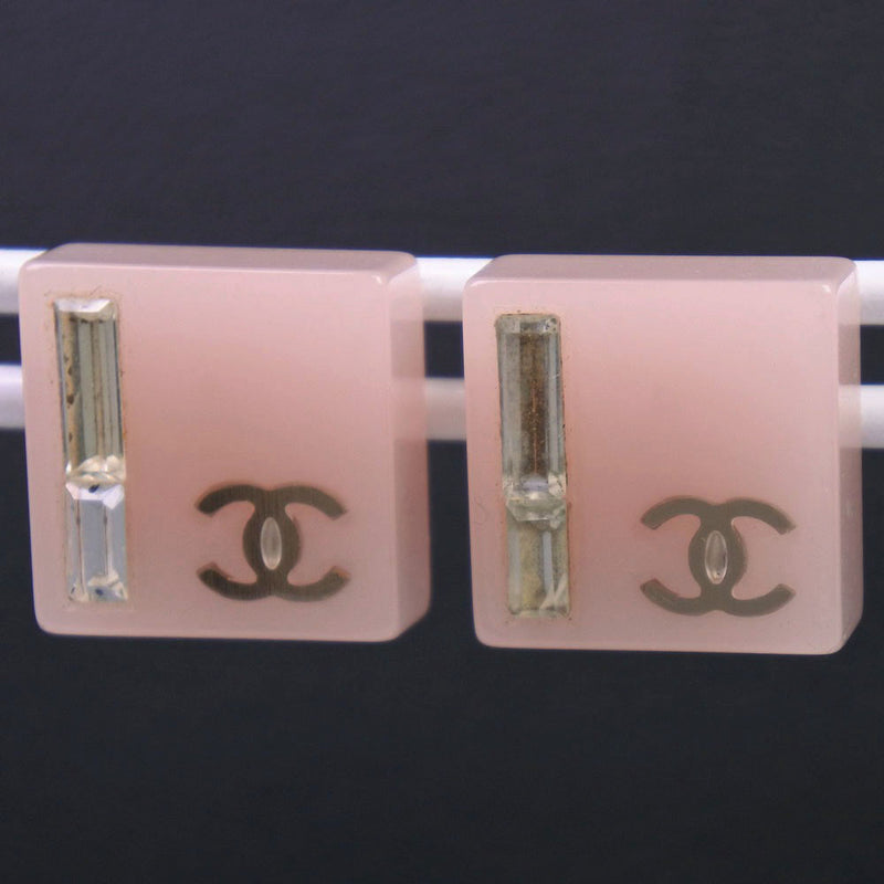 [CHANEL] Chanel Coco Mark Earrings Plastic x Rhinestone 07C engraved Ladies Earrings