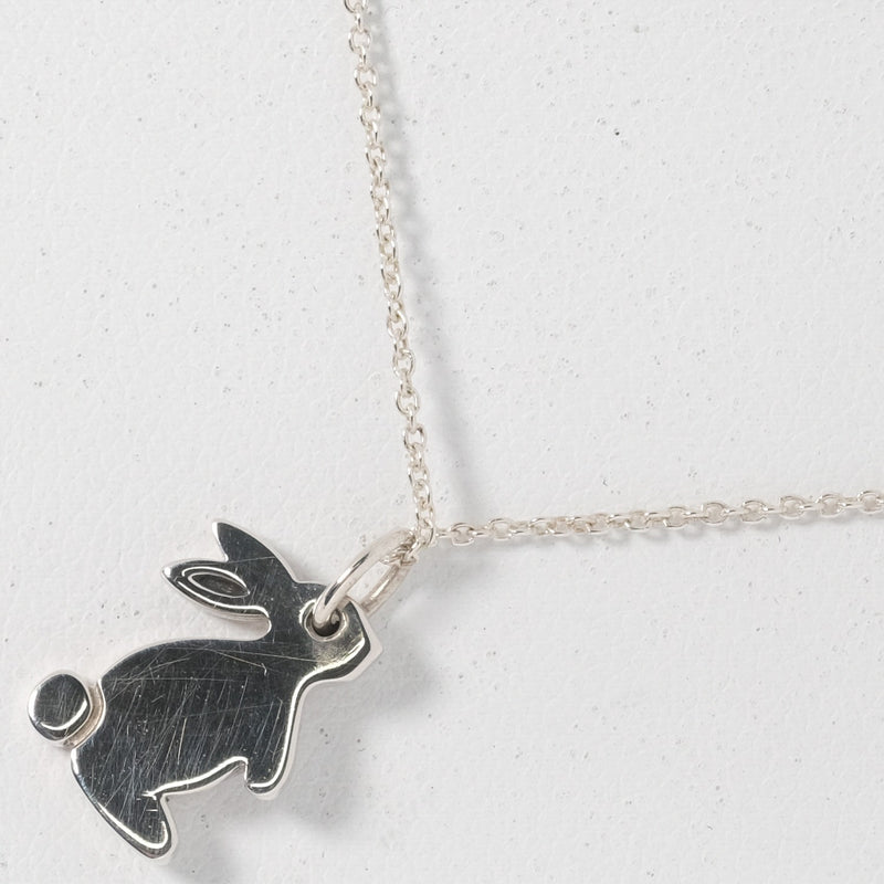 Tiffany & Co 18" Snuggle Bunny Rabbit Pendant Necklace Silver w/  Box Pouch