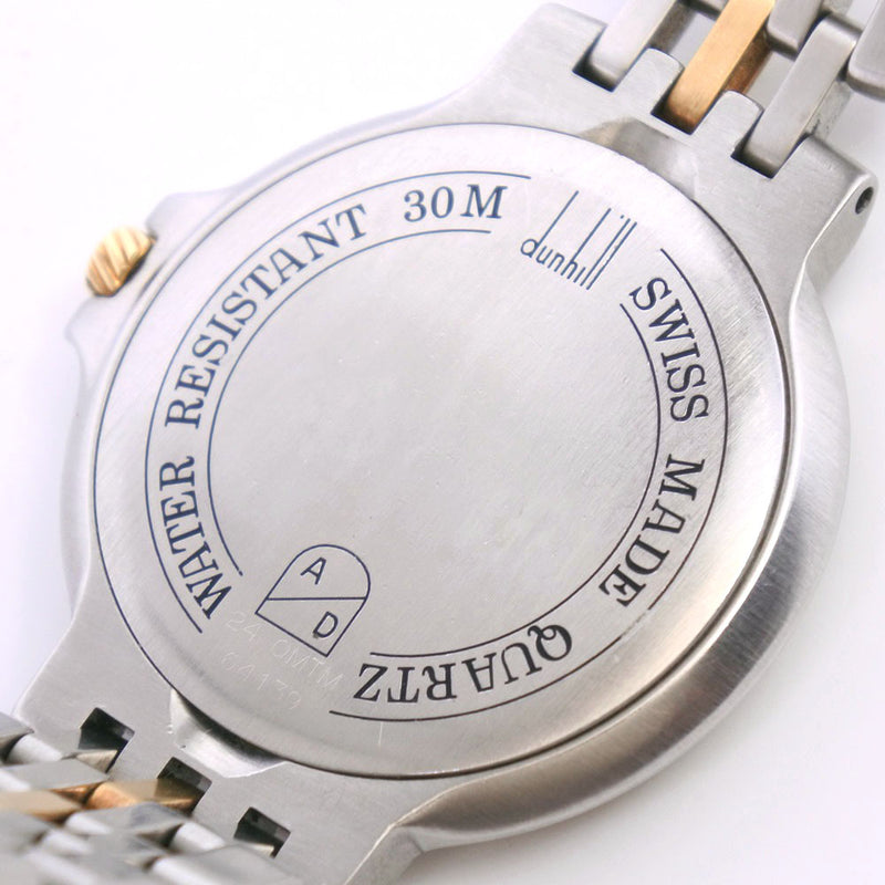 [Dunhill] Dunhill Elite Diamond Besel Watch Gold & Steel X Diamond Quartz Men 's Silver Dial Watch A-Rank