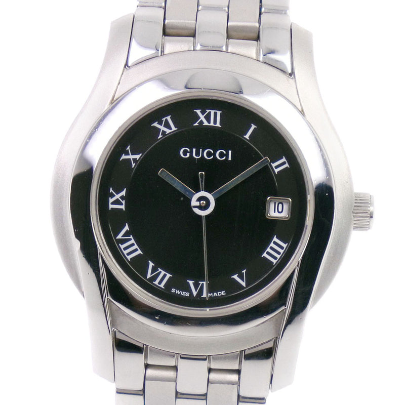 【GUCCI】グッチ
 5500L 腕時計
 ステンレススチール クオーツ レディース 黒文字盤 腕時計