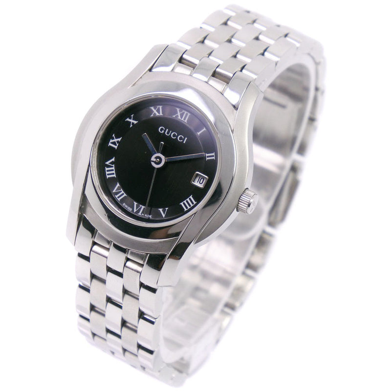 【GUCCI】グッチ
 5500L 腕時計
 ステンレススチール クオーツ レディース 黒文字盤 腕時計