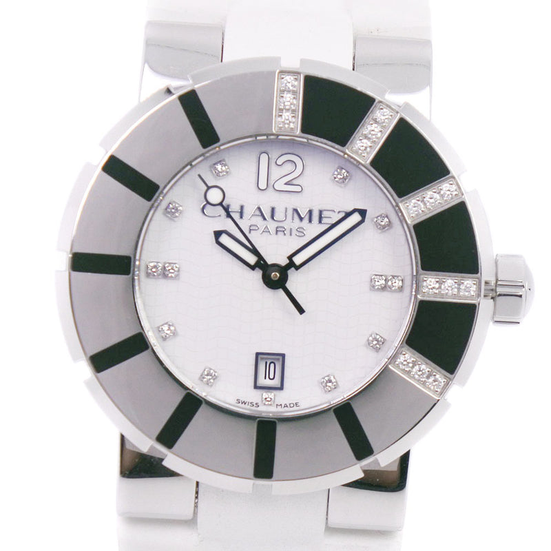 【Chaumet】ショーメ
 クラスワン W17224-33E 腕時計
 ステンレススチール×ラバー×ダイヤモンド クオーツ レディース 白文字盤 腕時計
A-ランク