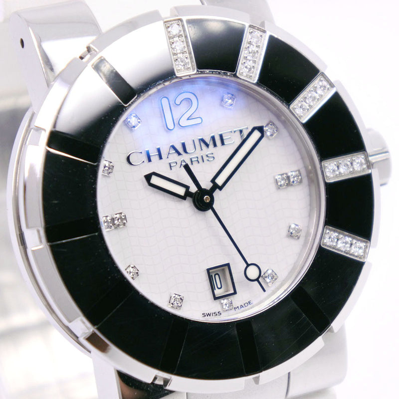 【Chaumet】ショーメ
 クラスワン W17224-33E 腕時計
 ステンレススチール×ラバー×ダイヤモンド クオーツ レディース 白文字盤 腕時計
A-ランク