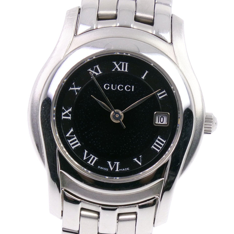 [GUCCI] Gucci 5500L Watch Stainless Steel Quartz Ladies Black Dial Watch