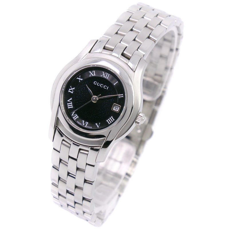 【GUCCI】グッチ
 5500L 腕時計
 ステンレススチール クオーツ レディース 黒文字盤 腕時計