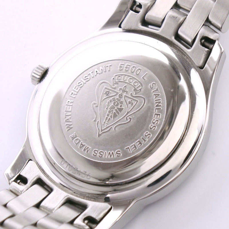[GUCCI] Gucci 5500L Watch Stainless Steel Quartz Ladies Black Dial Watch