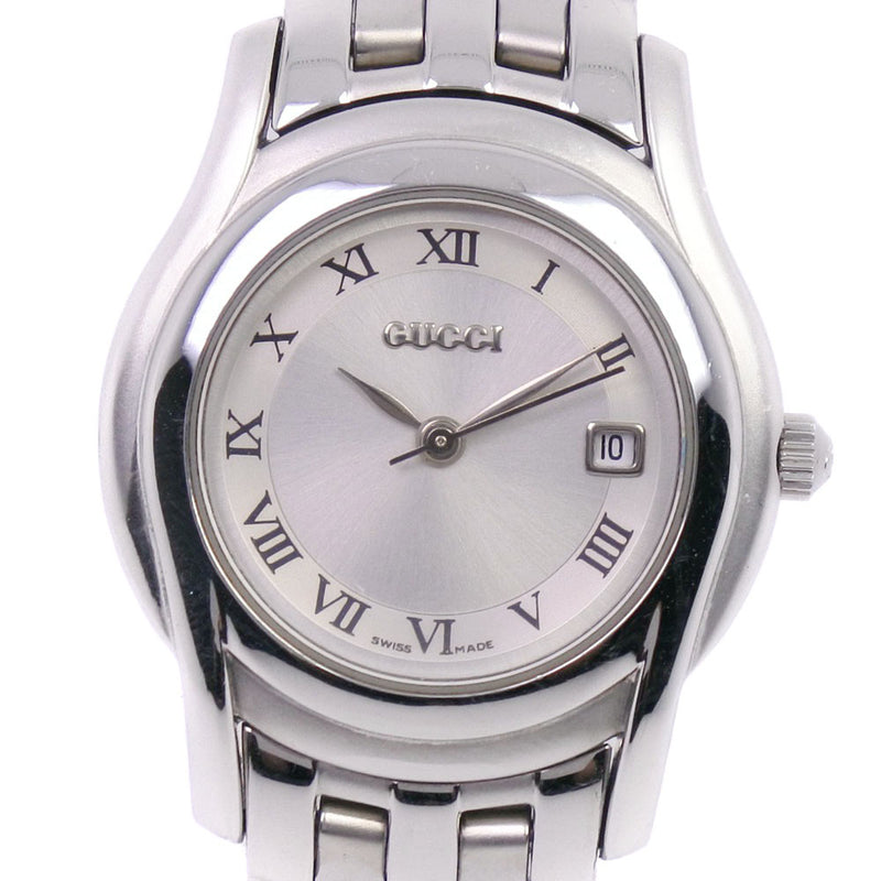 [GUCCI] Gucci 5500L Watch Stainless Steel Quartz Ladies Silver Dial Watch A-Rank
