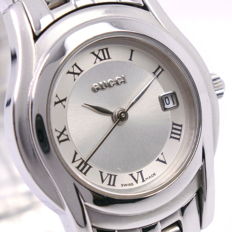[GUCCI] Gucci 5500L Watch Stainless Steel Quartz Ladies Silver Dial Watch A-Rank