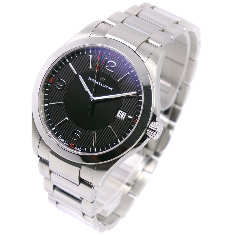 【MAURICE LACROIX】モーリスラクロア
 ミロスデイト MI1018-SS002-330 腕時計
 ステンレススチール クオーツ メンズ 黒文字盤 腕時計
Aランク
