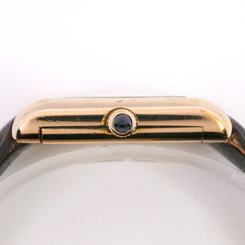 [Cartier]卡地亚坦克手表金色镀金x皮革手纸女士白色表盘