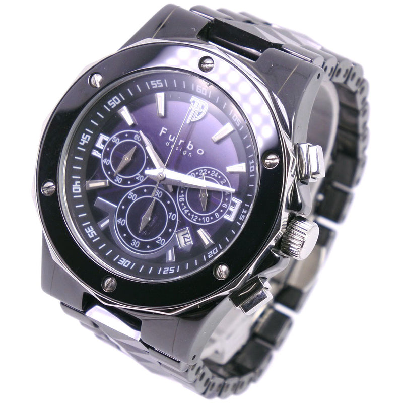 [FURBO] Furubo Il Sole FS302 Watch Ceramic Solar Watch Chronograph Men Black Dial Watch