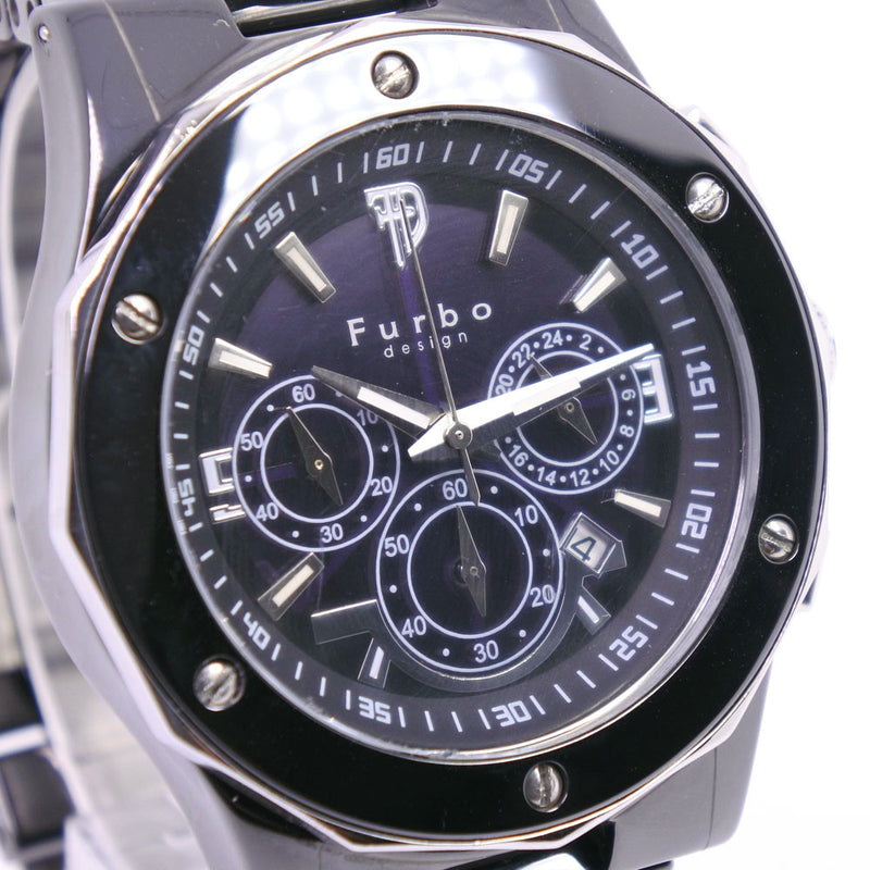 [furbo] furubo il sole fs302手表陶瓷太阳能观看计时码表黑色表盘手表