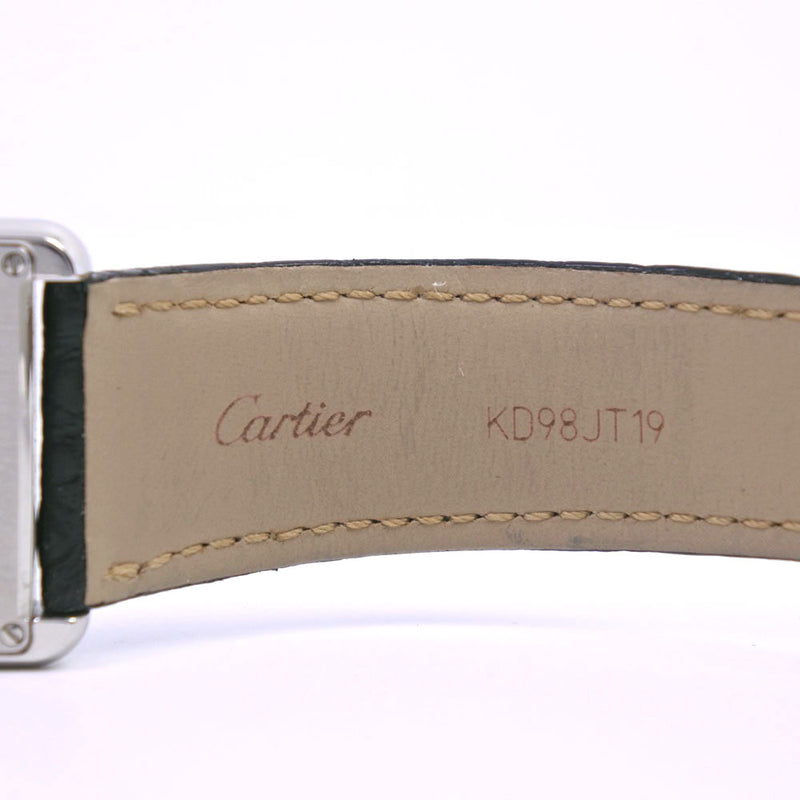 [Cartier] Cartier Tank Solo LM W520000003 Reloj de acero inoxidable x Men de cuarzo de cuero Dial blanco A Rank
