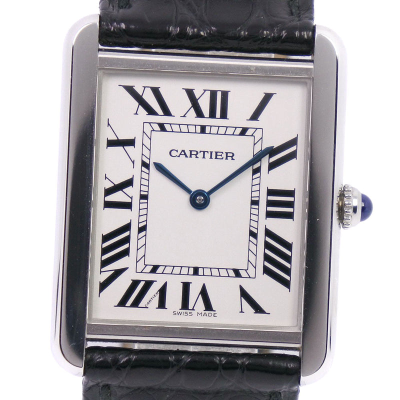 [Cartier] Cartier Tank Solo LM W520000003 Reloj de acero inoxidable x Men de cuarzo de cuero Dial blanco A Rank