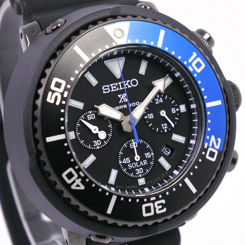 [SEIKO] Seiko Prospex V175-0EC0 Stainless steel x Rubber solar watch Chronograph Men's Black Dial Watch A-Rank