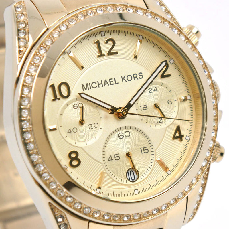 【Michael Kors】マイケルコース
 腕時計
 MK-5166 ステンレススチール×ラインストーン ゴールド クオーツ クロノグラフ ゴールド文字盤 ユニセックス