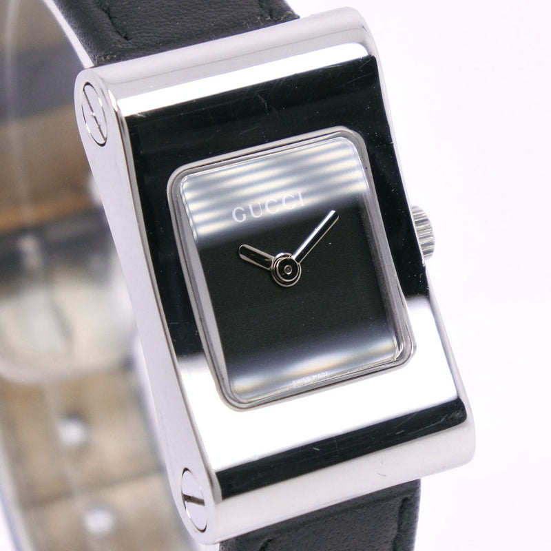 [GUCCI] Gucci 2300L Watch Stainless Steel x Leather Black Quartz Ladies Black Dial Watch