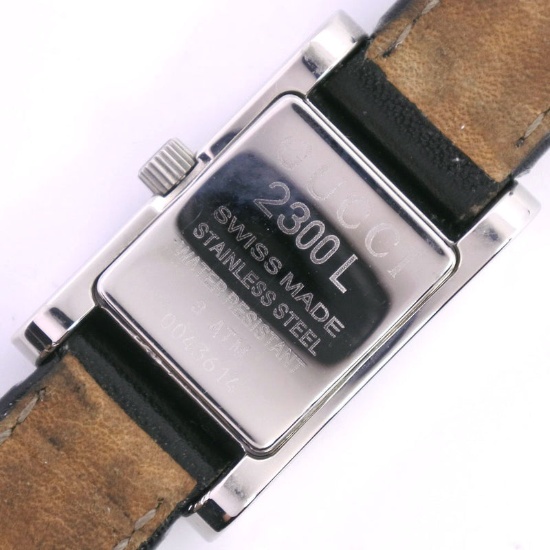【GUCCI】グッチ
 2300L 腕時計
 ステンレススチール×レザー 黒 クオーツ レディース 黒文字盤 腕時計