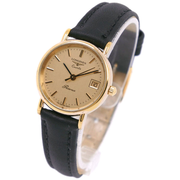 [朗廷斯]长脚的表演手表不锈钢X皮革石英女士​​黄金表盘